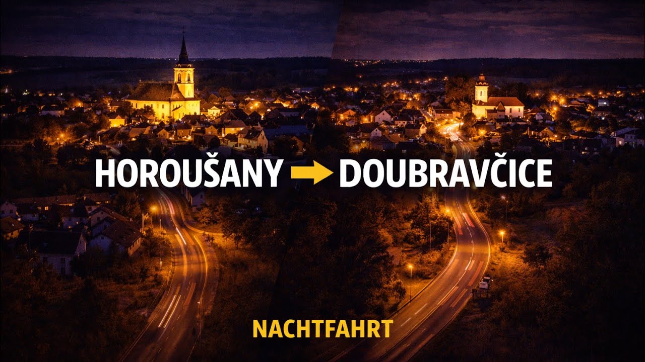 🚗 Horoušany → Doubravčice | Ruhige Nachtfahrt mit dem Auto | 4K | Ohne Kommentar