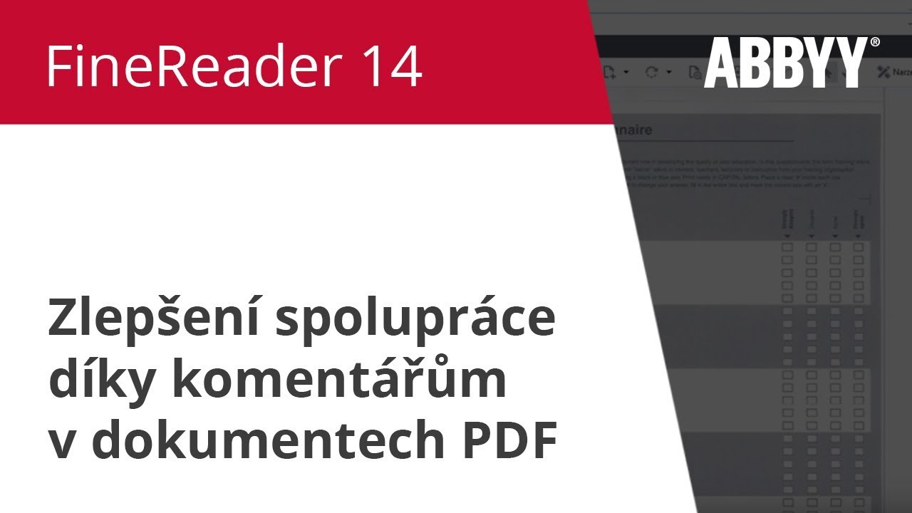 abbyy lingvo FineReader 14 Postup: Zlepšení spolupráce díky komentářům v dokumentech PDF