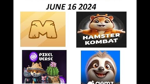 DAILY COMBO | HAMSTER KOMBAT | MEMEFI | PIXELVERSE | GEMZCOIN JUNE 16, 2024