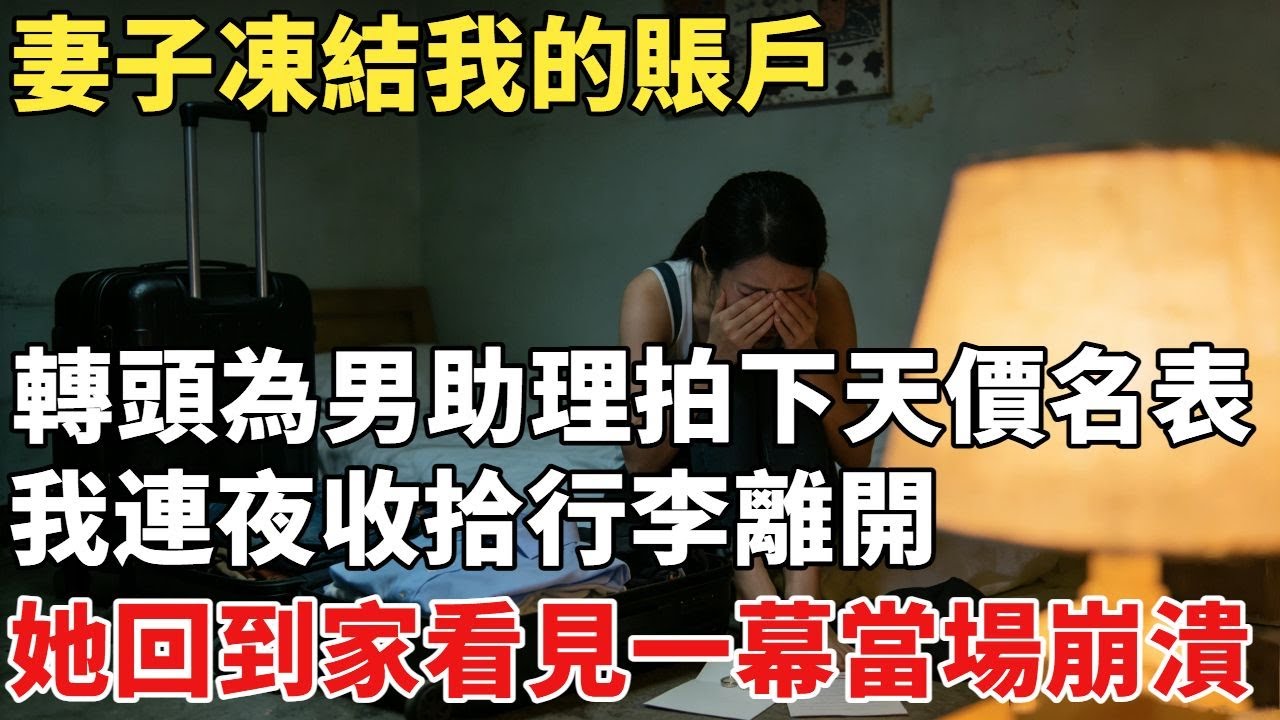 妻子凍結我的賬户，轉頭為男助理拍下天價名錶，我連夜收拾行李離開，她回到家看見一幕當場崩潰#故事#故事分享#小説#爽文#情感#情感故事#家庭