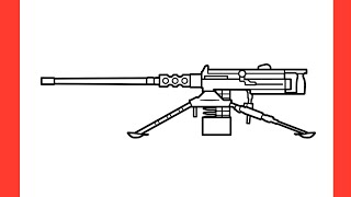 How to draw a M2 BROWNING machine gun / drawing m2hb step by step
