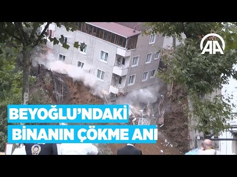 Beyoğlu’ndaki binanın çökme anı