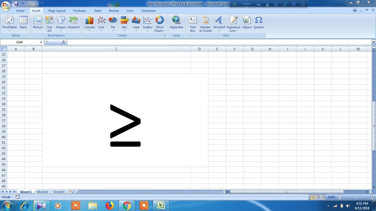 How to type greater than or equal to symbol in excel - YouTube