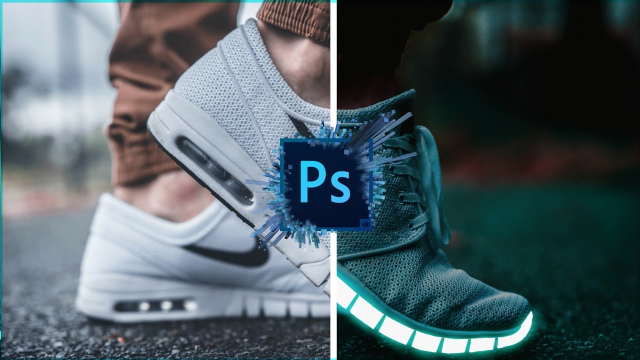 Neon glowing sneakers photo effect in photoshop | tutorial | Cosmic Bro