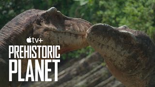 Tyrannosaurus rex mating display - [Prehistoric Planet] season 1