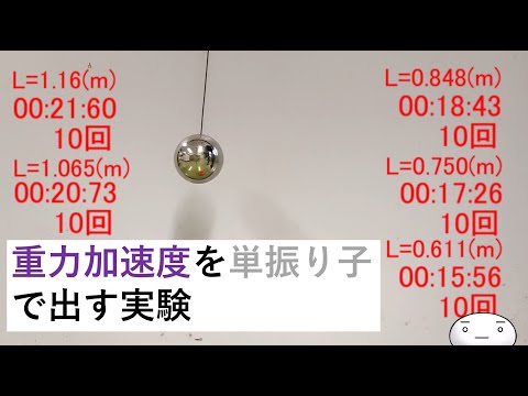 [実験]  重力加速度を単振り子で出す実験 (ゆっくり実験解説)