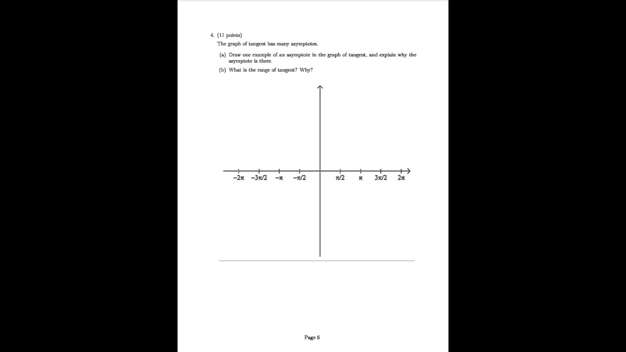 [Math] The graph of tangent has many asymptotes. (a) Draw one example ...