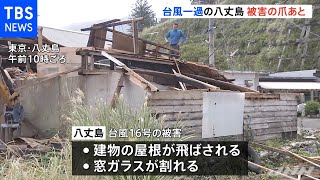 台風１６号から一夜明け 被害の出た八丈島で片付け進む