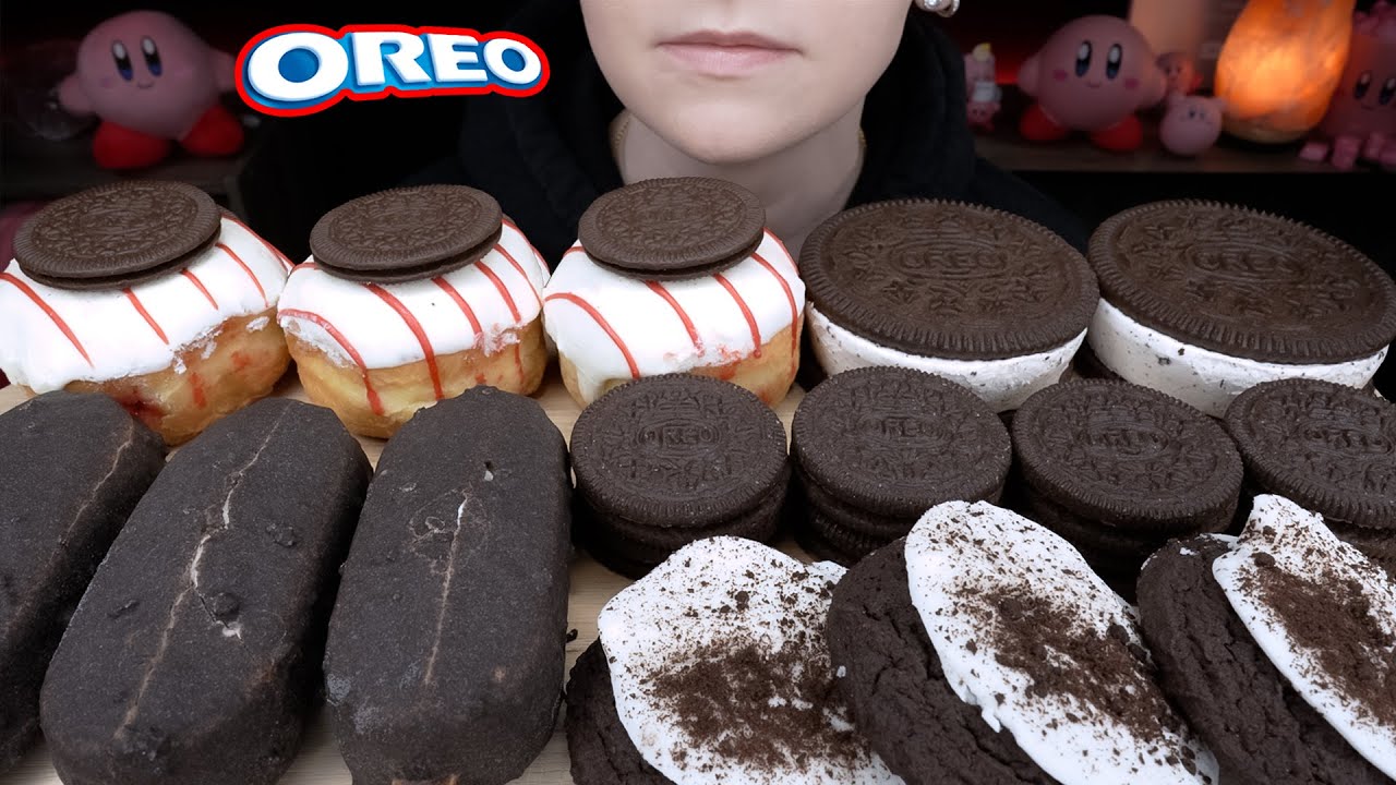 ASMR Oreo Ice Cream & Desserts *Frosted Sugar Cookies, Cookie Sandwich, Raspberry Filled Donuts 먹방