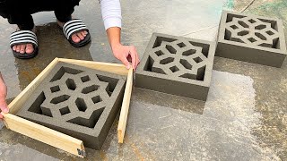 Great Skills in Molding Brick Pattern for Sidewalk Decoration Using Wooden Pallet Molds and Cement