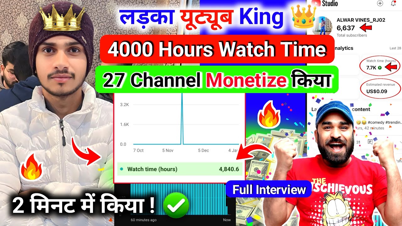 😳बाप रे! चुटकी में! (27 चैनल Monetize) किए ✅ Watch time kaise badhaye 2025