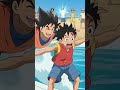 GOKU leva LUFFY a surfar... e corre muito MAL! 😂🌊#DragonBall #OnePiece #Goku #Luffy