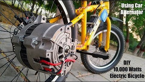 Fietsconversie met behulp van een 10.000 Watt auto-dynamo