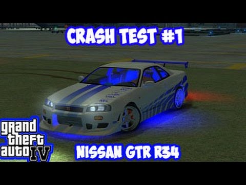 Gt R R34 Crash GTA IV - CRASH TEST #1 nissan gtr r34 ! ( VIDEO BONUS ) - YouTube