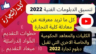 تنسيق الدبلومات الفنية 2022: كل ماتريد معرفته عن معادلة التجارة+ الكليات التي تقبل دبلوم تجاري