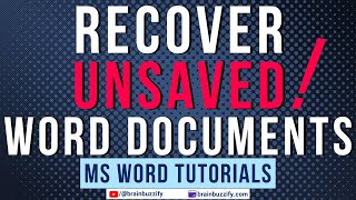 Recover Your Unsaved Word Documents