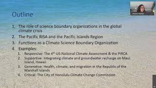 The Role of Science Boundary Organizations: Dr. Victoria Keener (Global Climate Crisis Conference)