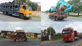 faw truck, truk muatan excavator, truk muatan motor, truk muatan combine harvester, truk trailer