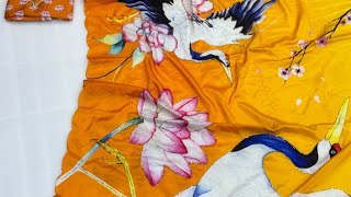 Soft Chinon silk saree digital print with handwork & cutwork border with blouse | Wh No : 9494626208 screenshot 1