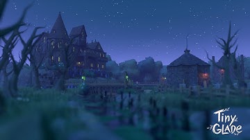 Haunted House and Graveyard | Tiny Glade | Long Build ASMR