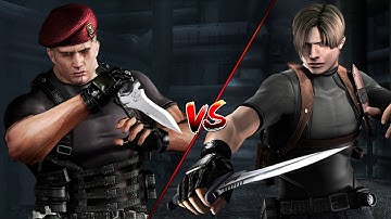 Resident Evil 4 HD Project - Leon vs Krauser Knife Fight | All Jack Krauser Boss Fights