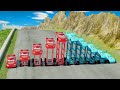 Big & Small Long King Dinoco vs Big & Small Long Lightning Mcqueen vs DOWN OF DEATH in BeamNG.drive