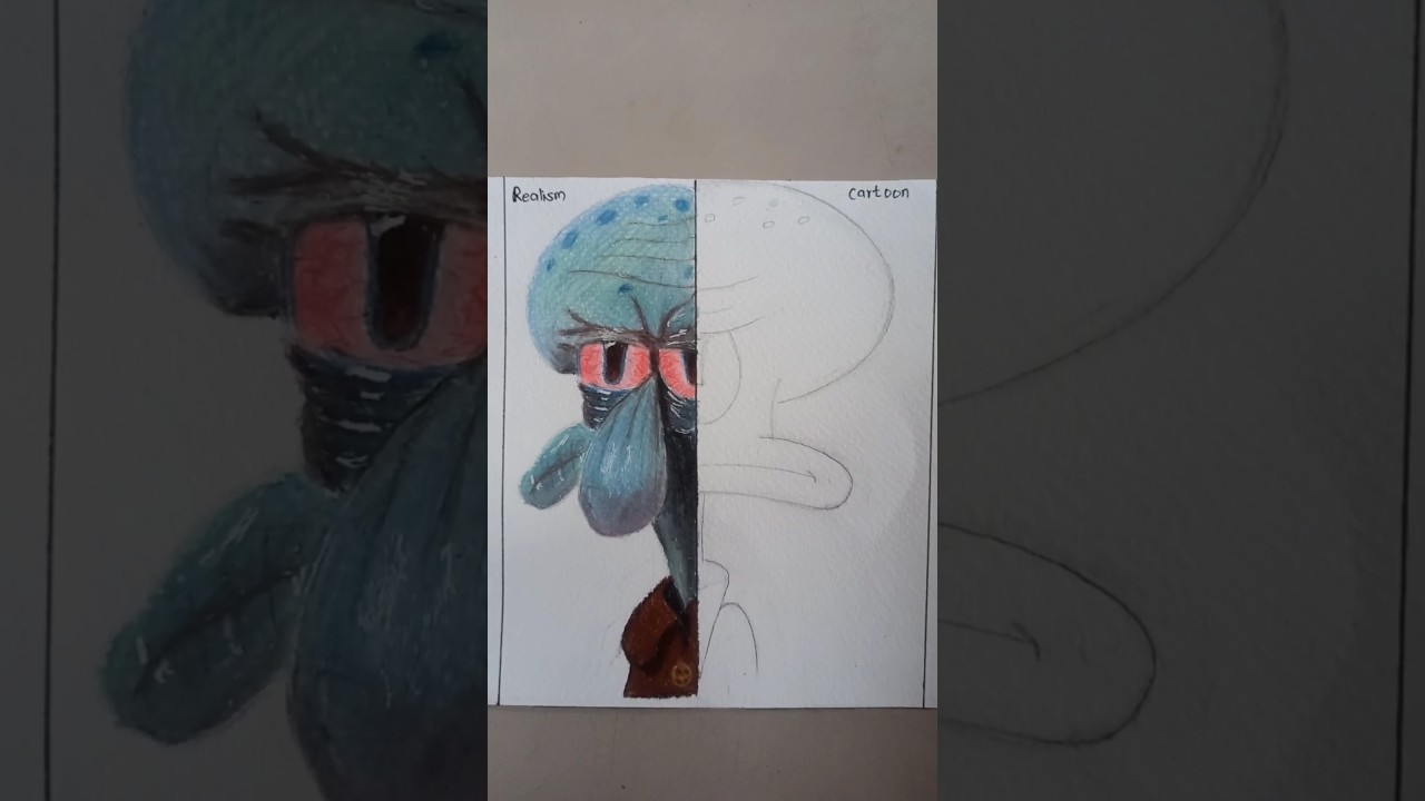I tried to draw Squidward in Realism #shorts #asmr #cartoon