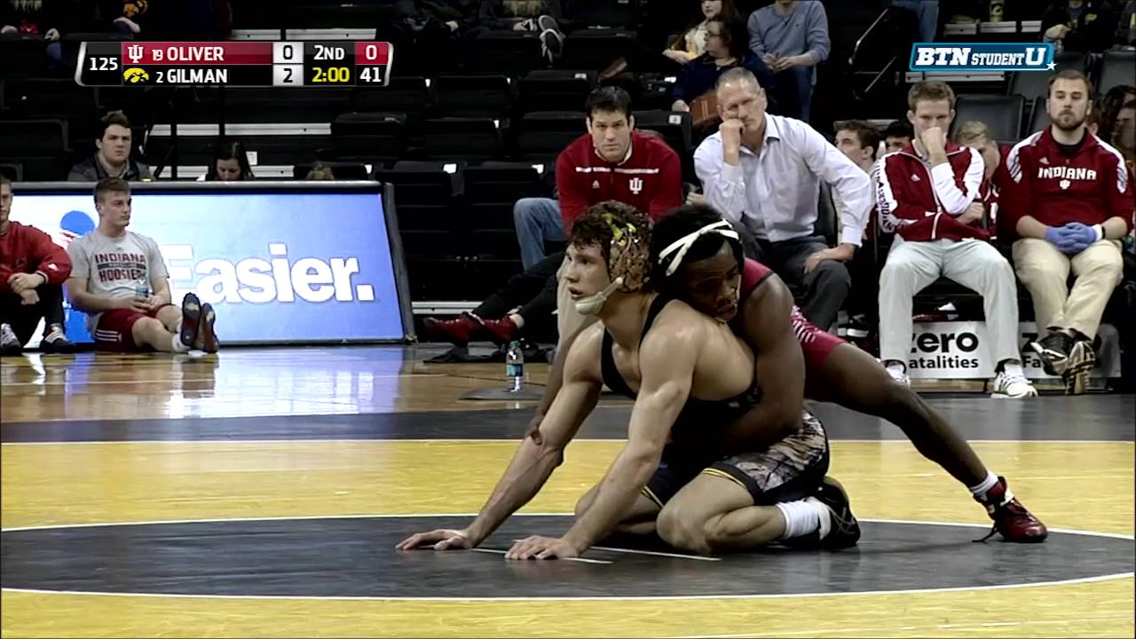 Indiana Hoosiers at Iowa Hawkeyes Wrestling: 125 Pounds  - Oliver vs. Gilman