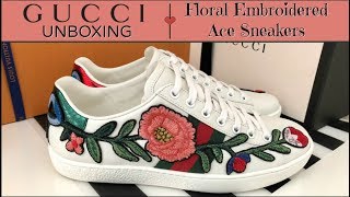 gucci flower embroidered sneakers