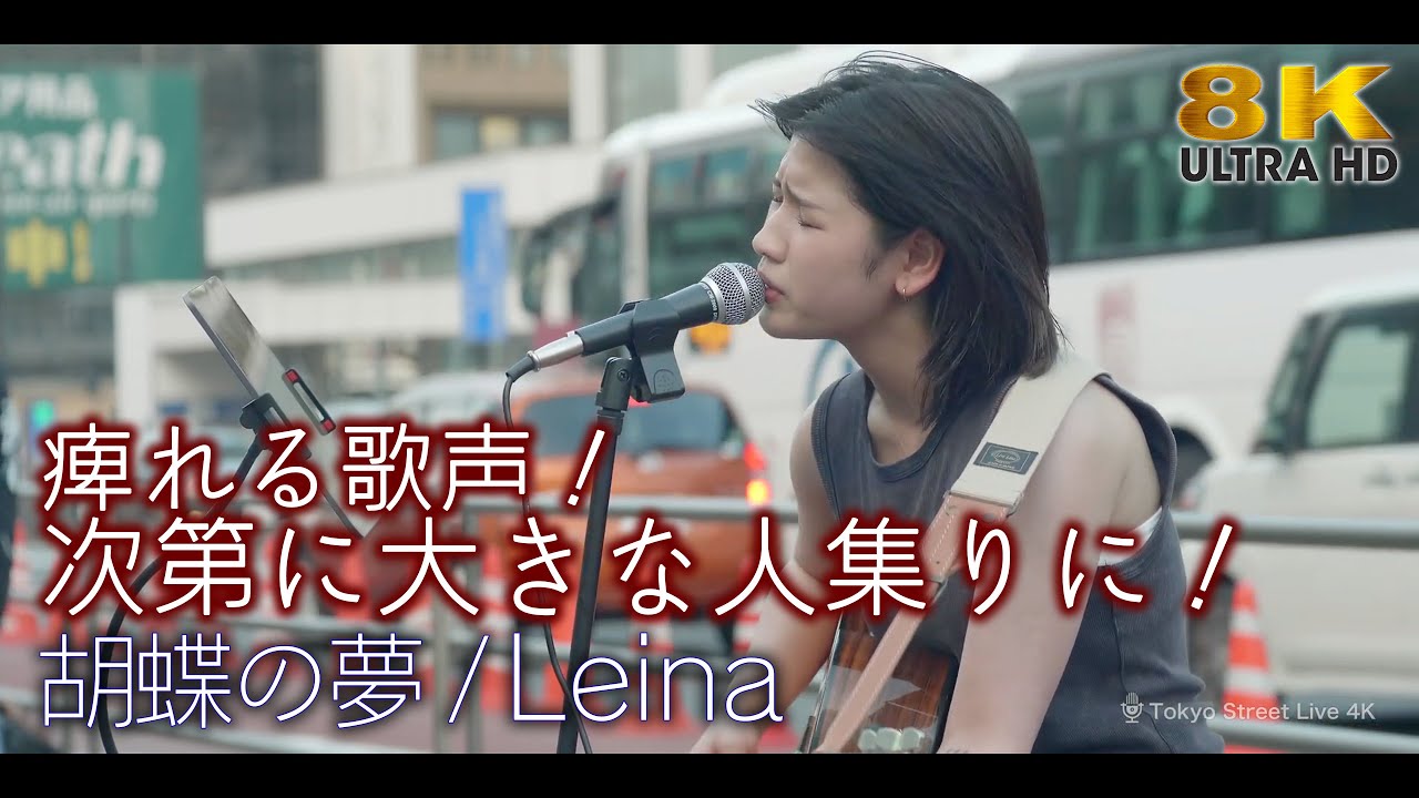 8K 】痺れる歌声！次第に大きな人集りに！ 胡蝶の夢 / Leina 8K映像