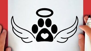 HOW TO DRAW A DOG PAW WITH WINGS
