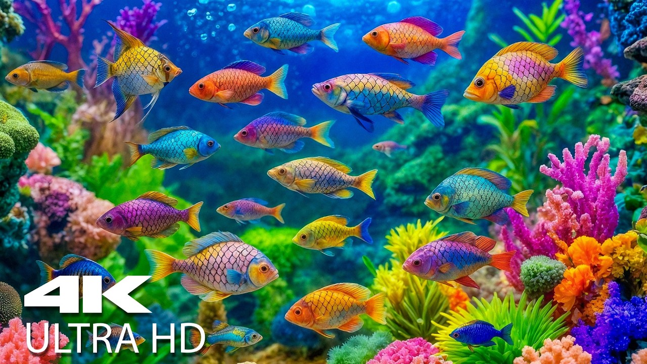 Fish Mp4 AQUARIUM 4K (ULTRA HD) - Beautiful Fish Swimming & Colorful Sea Life ...