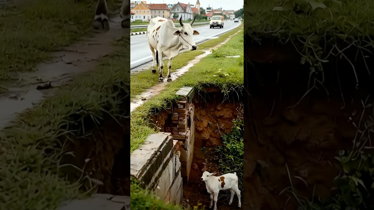 Rescue of a stranded baby cow 