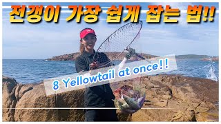 [ENG SUB]전갱이 낚시 가장 쉽게 하는 법 8마리 한방에 How to catch 8 Yellowtails at once