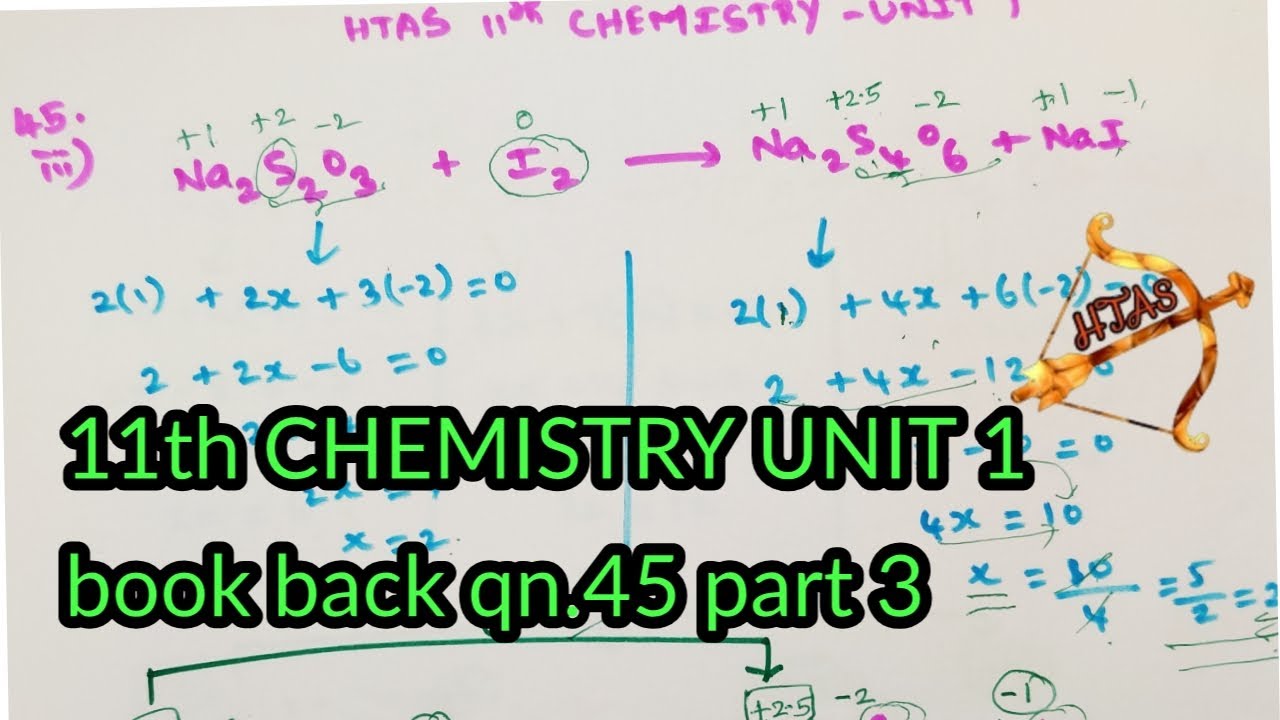 11th CHEMISTRY UNIT 1 book back Qn 45 part 3 ION ELECTRON method balancing english medium in tamil