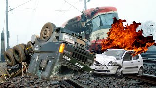 IDIOT TRUCKS, TRUCK VS TRAINS/ TRUCK TRACTOR FAILS, TRAINS CRASHING &amp; DERAILMENT