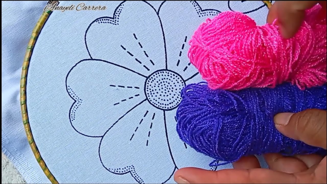 cómo bordar una flor#79con una linda puntada ideal para cualquier otro diseño hojas,frutas,etc.