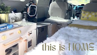 FULL VAN TOUR | No BUILD 2013 Toyota Sienna LE  Camper Van Conversion + Making Privacy Window Covers