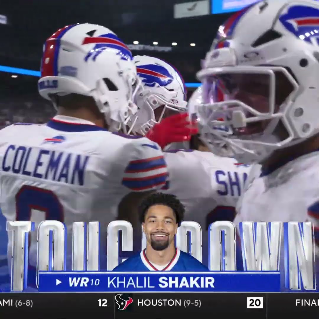 Khalil Shakir catches for a 3-yard Touchdown vs. Detroit Lions