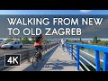 Walking Tour: Crossing River Sava from New (Novi Zagreb) to Old Zagreb (Zagreb), Croatia - 4K UHD