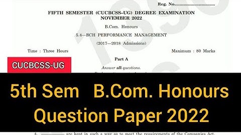 PERFORMANCE MANAGEMENT        |        5th Sem      B.Com.  Honours    Question Paper  2022 #calicut