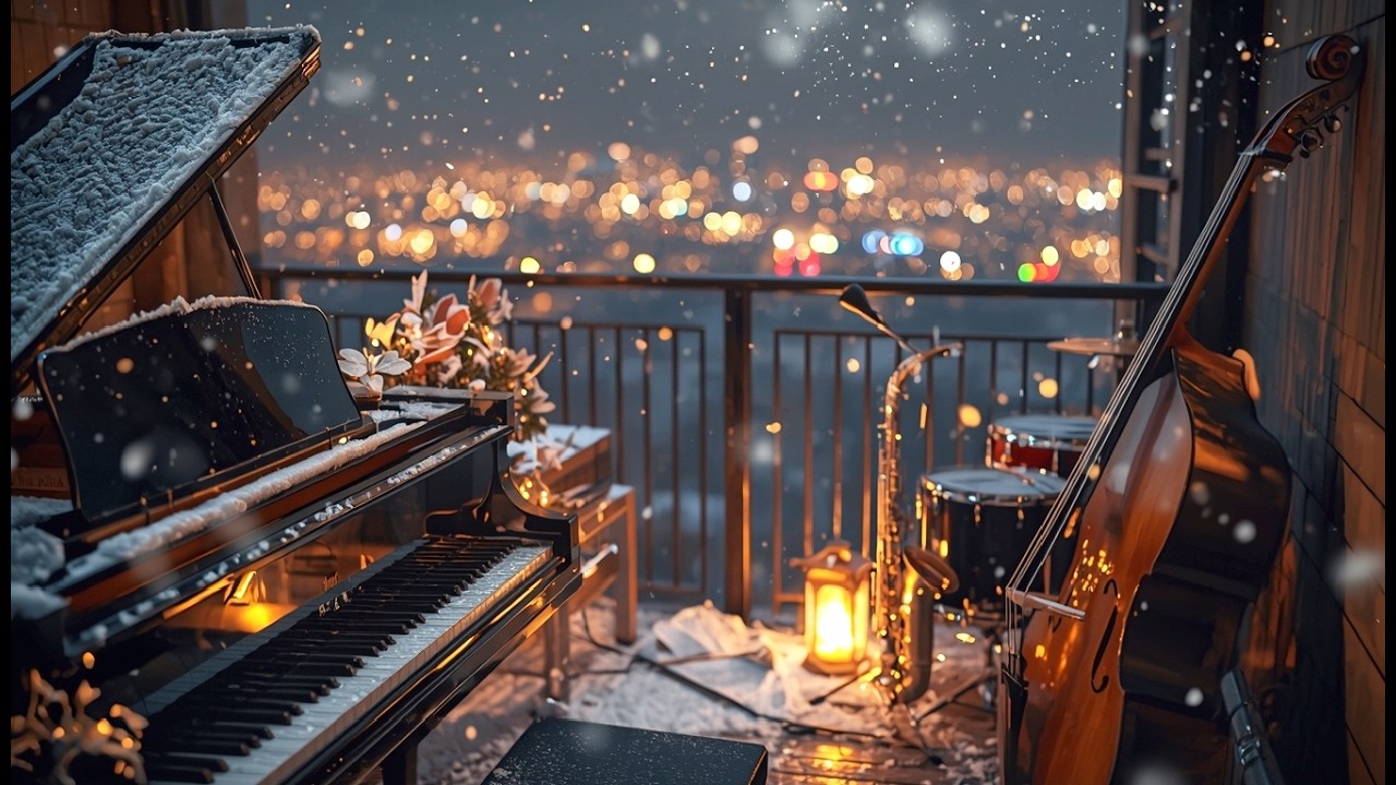 Winter Balcony Ambience with Relaxing Jazz Music 34