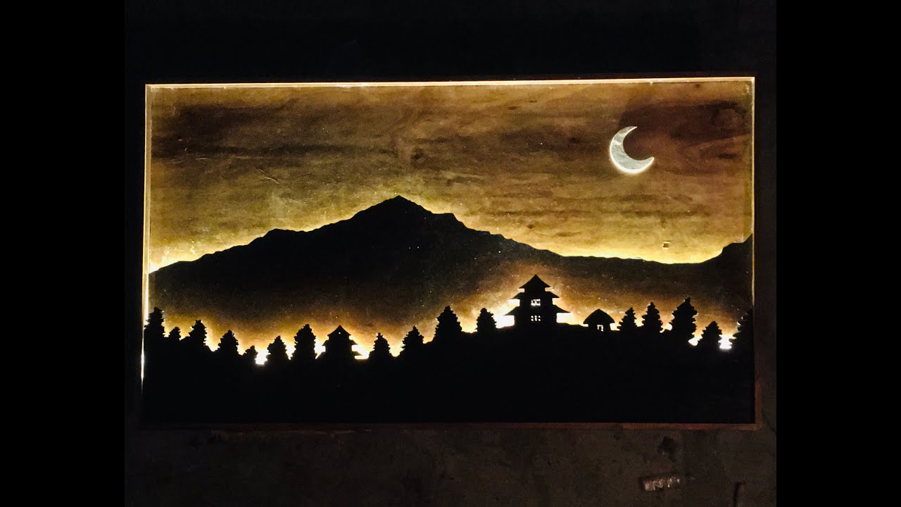 DIY~ LED mountain Design Beautyful wood art ideas.