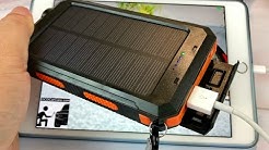Rugged Solar Charger 10000mAh Portable Power Bank Battery with LED flashlight and compass by Absone