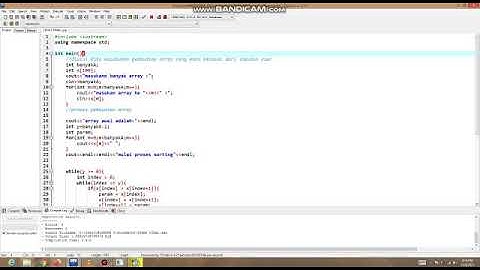 Program mengurutkan bilangan terkecil keterbesar menggunakan metode bubble sort