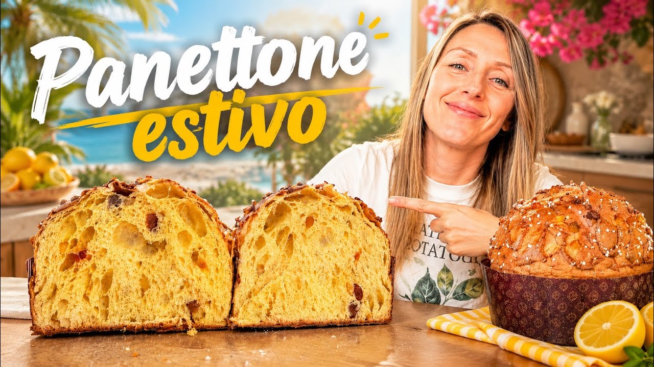panettone aveolato fatto a metà . clima estivo . canditi albicocca e mango