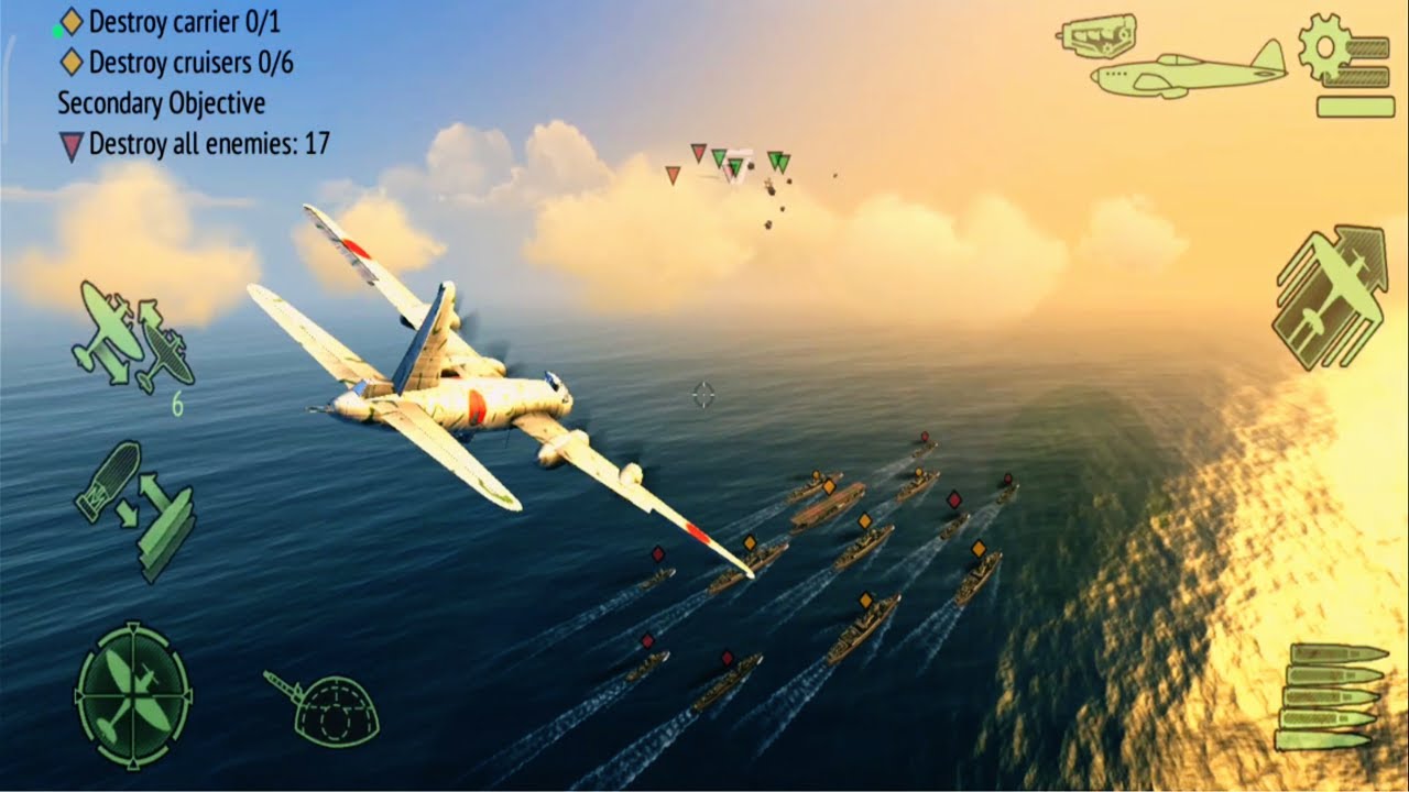 Nakajima G8N Renzan destorying Allied Fleet - Warplanes : WW2 Dogfights
