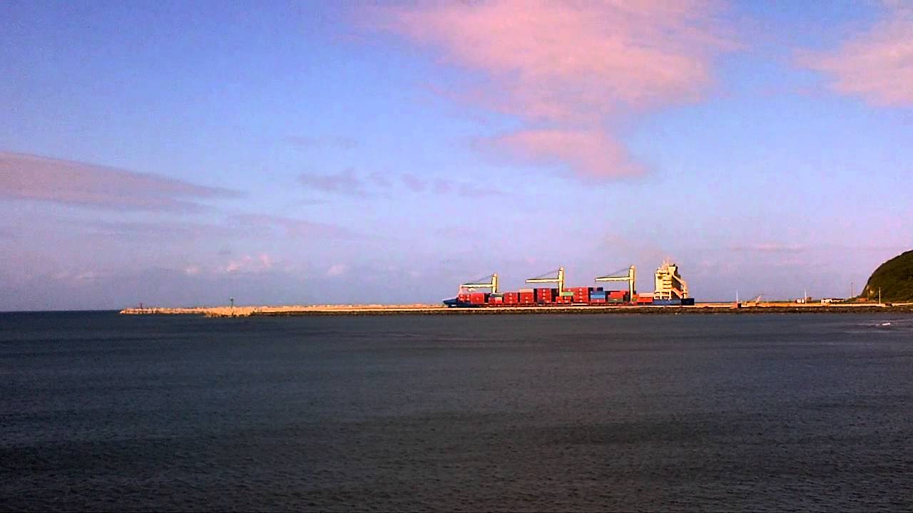 Container ship leaving Durban harbour