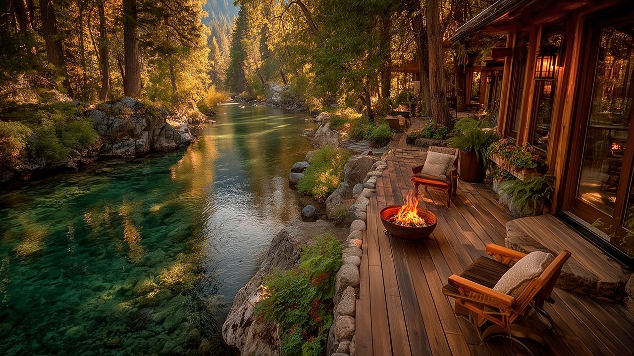 Your Peaceful Escape 🔥 Riverside Cabin with Forest Birds & Gentle River Sounds