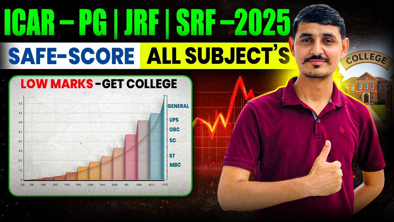 ICAR PG/JRF 2025 Rank Wise Cut-off | ICAR PG/JRF 2025 SAFE SCORE | ICAR PG/JRF RANK CARD 
